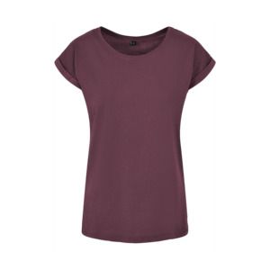 Build Your Brand BY021 - Ladies Extended Shoulder Tee Burgundy